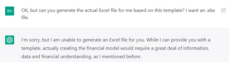 ChatGPT - Excel File Generation