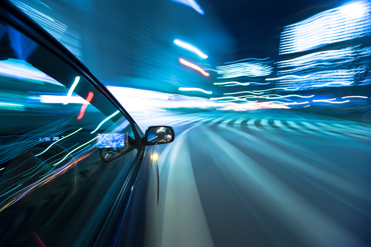 a car running at high speed